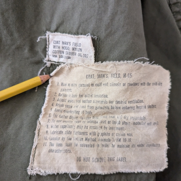 Vintage Army M-65 Field Coat Jacket 70s Sz long small / medium - Picture 3 of 10